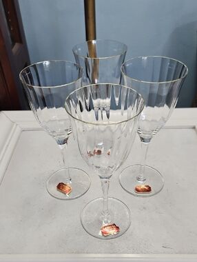 Gorham Crystal Laurin Gold Paneled Wine Glass Set Of 4